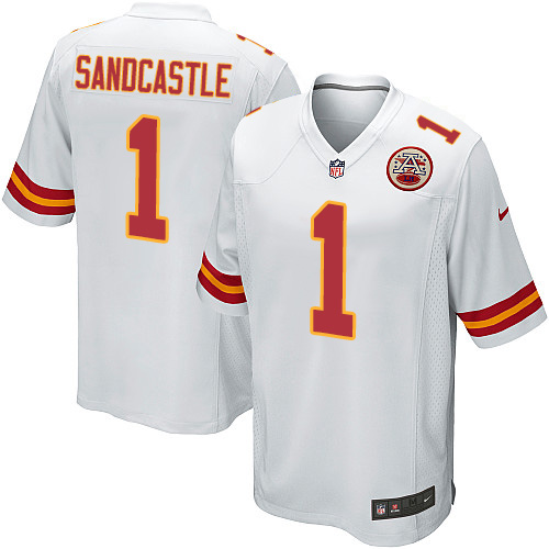 Men's Game Leon Sandcastle Nike Jersey White Road - #1 NFL Kansas City Chiefs